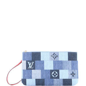 Louis Vuitton Large Neverfull Pochette Damier and Monogram Patchwork Denim